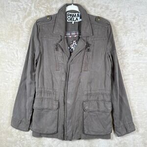 Pam & Gela Embroidered Jacket Aztec Womens‎ Military Style Coat Size S